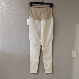 Isabel Maternity High-Waisted Cream Skinny Jeans, 4